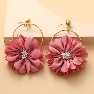 Multi-layer Chiffon Lace Flower Ear Ring