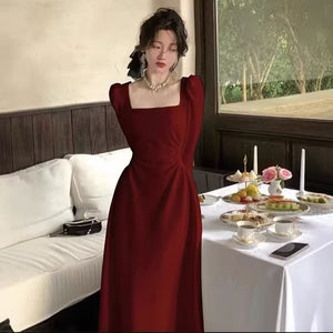 Red Long sleeve Dress Women's Formal Gown Red Skirt Maxi