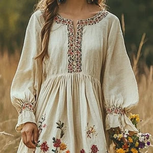 Women's Bohemian Retro Long-Sleeve Maxi Dress
