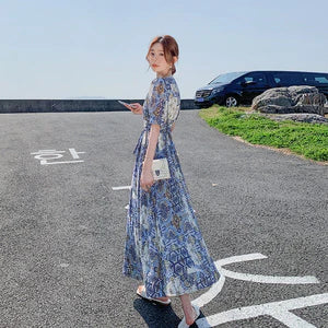 Elegant Floral-print Chic Dress